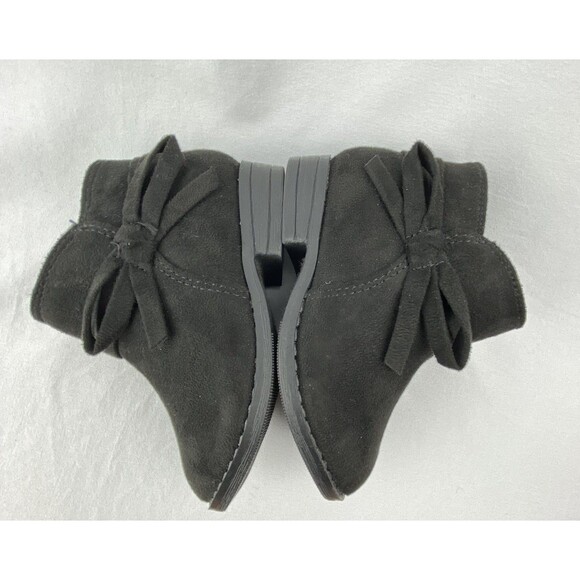 UNR8AD Boots Toddler Girl 5.5 Black Suede Ankle Booties Bow Detail Fall MINT! - Picture 7 of 9